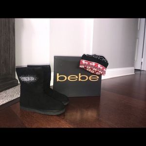 BEBE. slip on boots. Brand new w/ Bebe beanie!